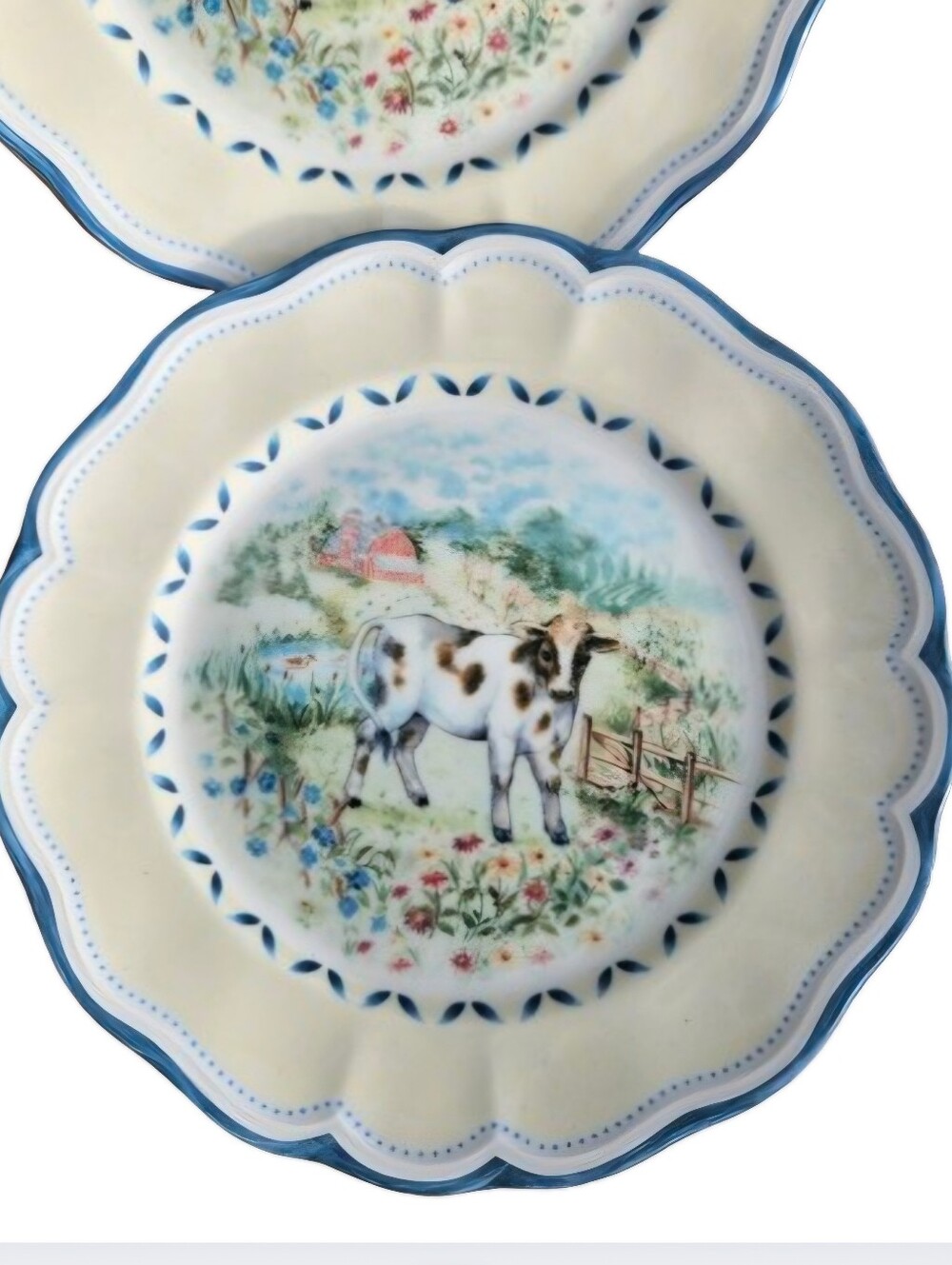 Lenox Provencal Garden Plates, 4 Lenox Plates. Cow Barnyard & Rooster Plates - Picture 4 of 7